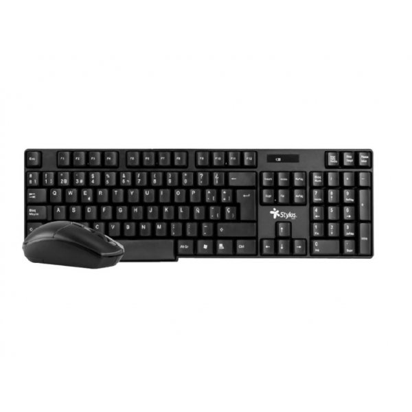 Kit de Teclado y Mouse Stylos STPKTM3B, Alámbrico/Inalámbrico, RF Inalámbrico, Negro, Español