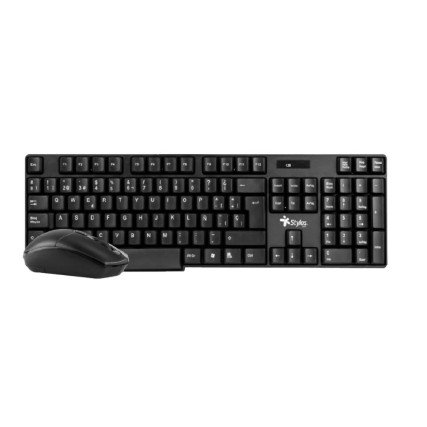 Kit de Teclado y Mouse Stylos STPKTM3B, Alámbrico/Inalámbrico, RF Inalámbrico, Negro, Español