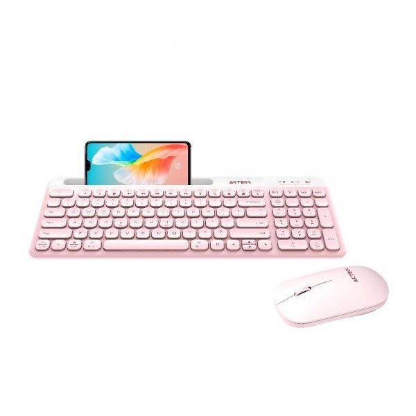 Combo Acteck Silk MK720 2-1 Ergonómico/Inalámbrico USB Rosa