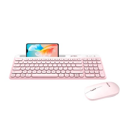 Combo Acteck Silk MK720 2-1 Ergonómico/Inalámbrico USB Rosa