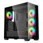 Gabinete Gamer Mid Tower XZEAL ATX Panel DER. Vidrio + Metal 2XUSB1.0, Negro