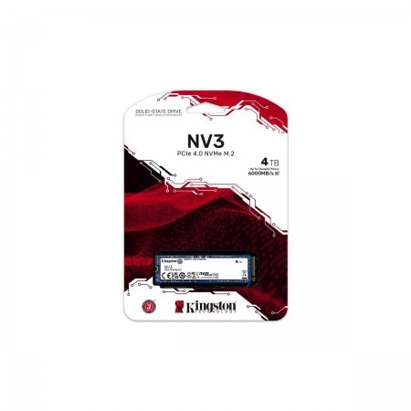 SSD Kingston NV3 4TB NVMe PCIe 4.0 M.2 2280 – Hasta 6000 MB/s, Alto Rendimiento Gen4 para PC y Laptops (SNV3S/4000G)