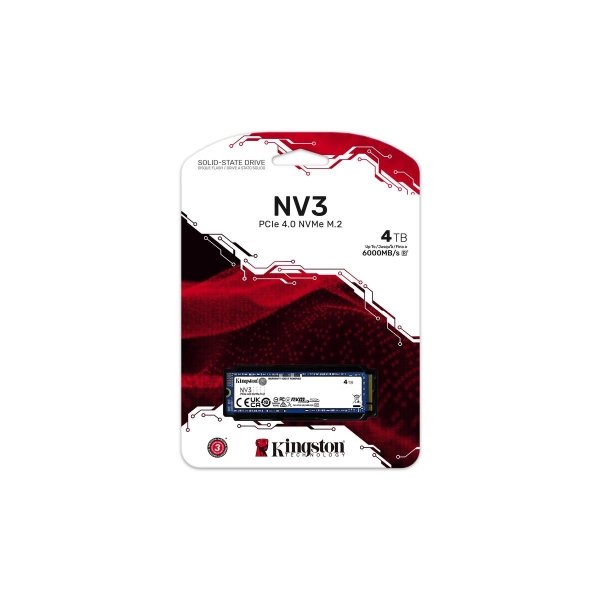 Unidad SSD Kingston NV3 4TB M.2 2280 NVMe 6000MB/S (SNV3S/4000G)