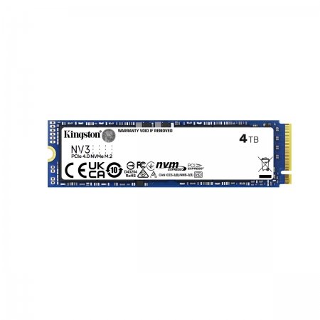 SSD Kingston NV3 4TB NVMe PCIe 4.0 M.2 2280 – Hasta 6000 MB/s, Alto Rendimiento Gen4 para PC y Laptops (SNV3S/4000G)