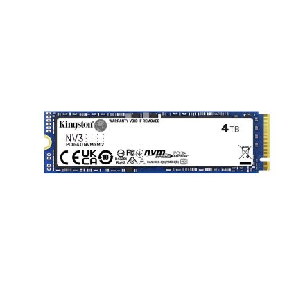 SSD Kingston NV3 4TB NVMe PCIe 4.0 M.2 2280 – Hasta 6000 MB/s, Alto Rendimiento Gen4 para PC y Laptops (SNV3S/4000G)