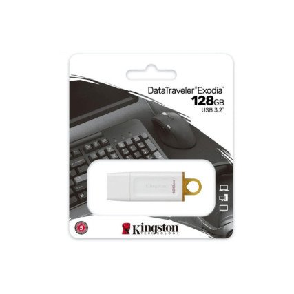 Memoria Flash Kingston USB 128GB 3.2 GEN 1 DTX Blanco