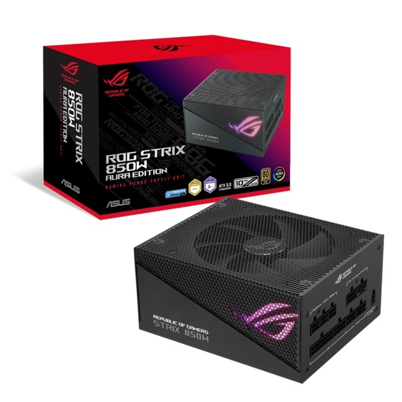 Fuente de Poder Asus Rog-Strix-850G-Aura-Gaming 850W Gold 80 Plus