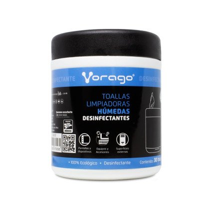 Toallas Húmedas Desinfectantes Vorago Bote con 30 Piezas