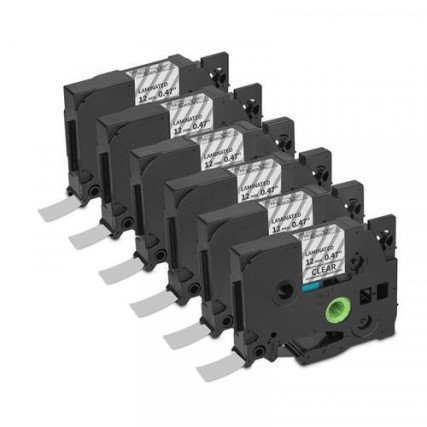 Cinta de Etiquetas Laminada Qian (6 Pack) Negro/Transparente