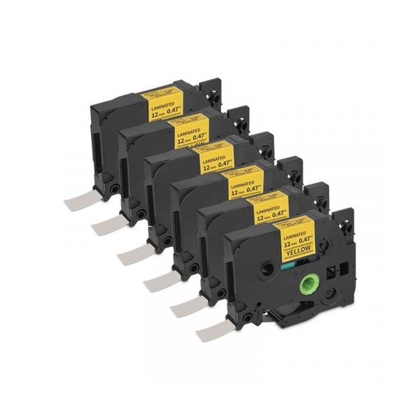 Cinta de Etiquetas Laminada Qian (6 Pack) Negro/ Amarillo
