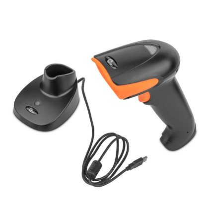 Lector de Código de Barras Qian 1D,2D C/Base, Inalámbrico USB (QOB-2DMFE)