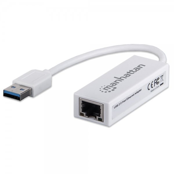 Adaptador Manhattan Fast Ethernet Tarjeta Red 10/100 USB 2.0 506 Blanco731