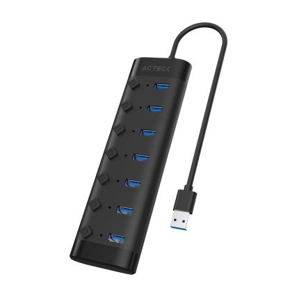 Adaptador HUB Acteck X7 DH4701 Portátil 7 en 1 USB 3.0 Negro