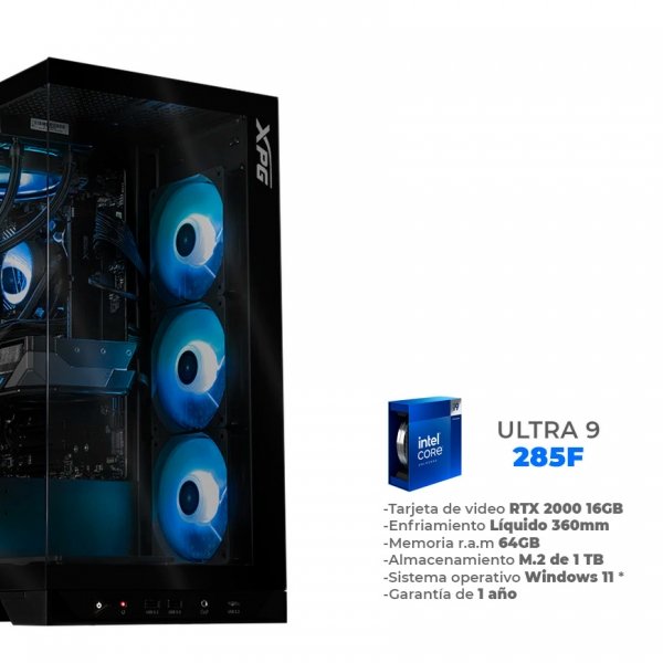 Rolling - Ultra 9 285F, RTX 2000 16GB, 64GB RAM DDR5, 1TB M.2 NVME, Wifi 6, BT, Enfriamiento Líquido de 360mm