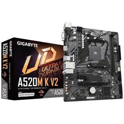Tarjeta Madre Gigabyte Micro ATX A520MK V2 AM4 HDMI 64GB DDR4