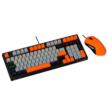 Kit Gamer 2 en 1Teclado 90% Mecánico RGB Mouse 7200 DPI Naranja/Gris