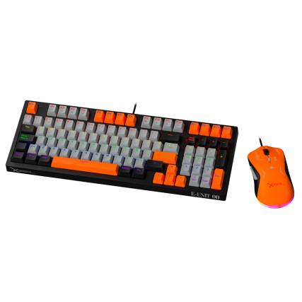 Kit Gamer 2 en 1Teclado 90% Mecánico RGB Mouse 7200 DPI Naranja/Gris