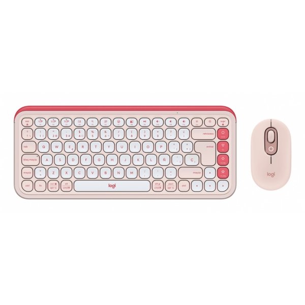 Kit Logitech Pop Icon Teclado/Mouse BT Rose/Off White