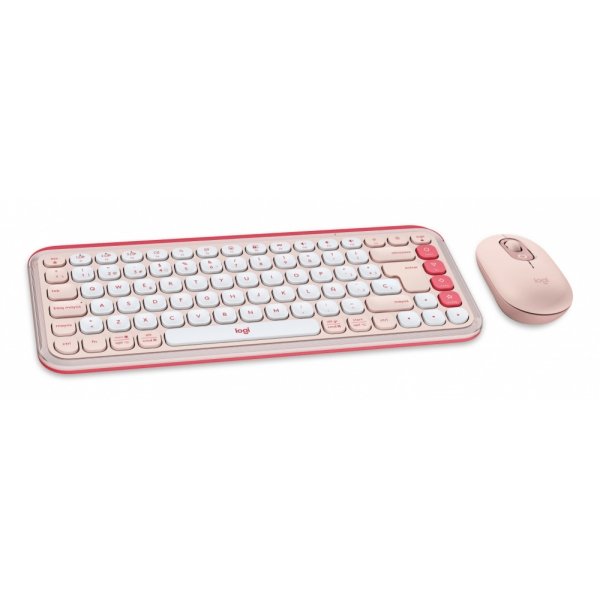 Kit Logitech Pop Icon Teclado/Mouse BT Rose/Off White