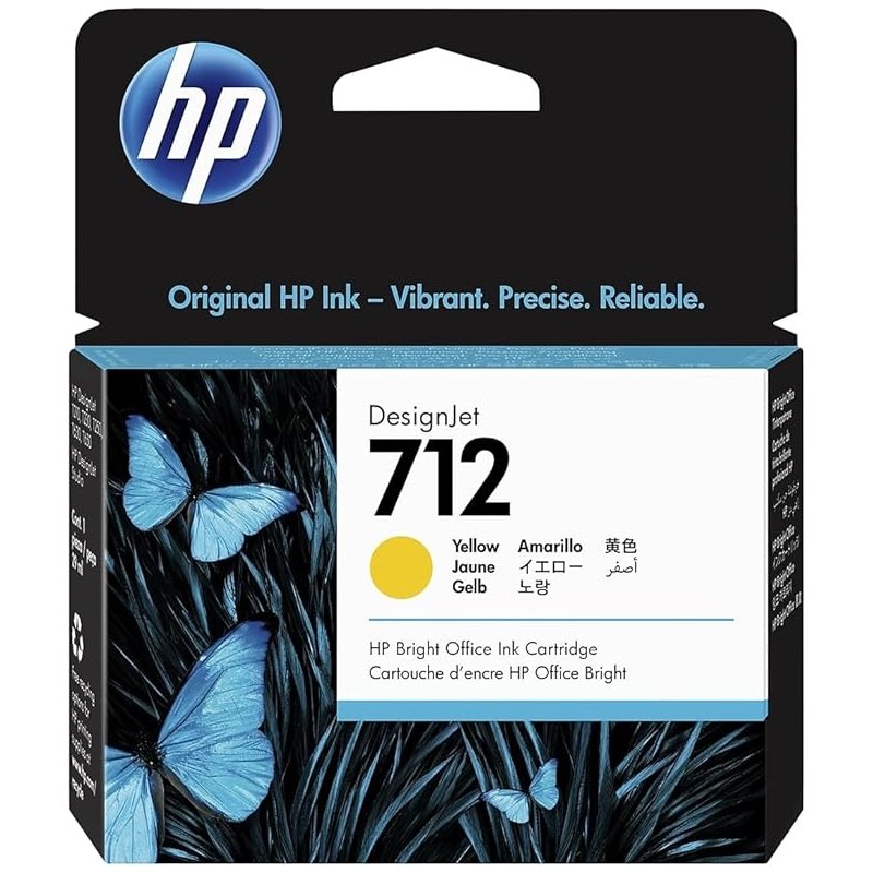 Cartucho HP 712 Amarillo 29ml Para Plotter (3ED69A)