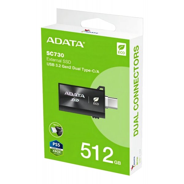 SSD Externo Adata SC730 512GB USB-C 3.2 600MB/S Eco (SC730-512G-CACTI)