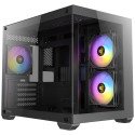 Gabinete Antec MiniTower Micro-ATX, Cristal, Sin fuente, Negro (CX600M ARGB_B)