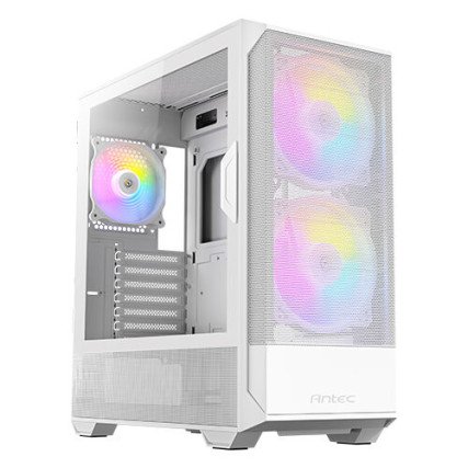Gabinete Antec Media Torre, ATX, Crisatl, Sin fuente, Blanco (NX416L WHITE)