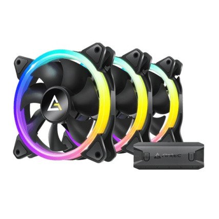 Ventilador Para Gabinete Antec, Paq 3 FAN ARGB 120mm, Controlador, 1600 RPM, Negro (NEON 120 ARGB_3PK)