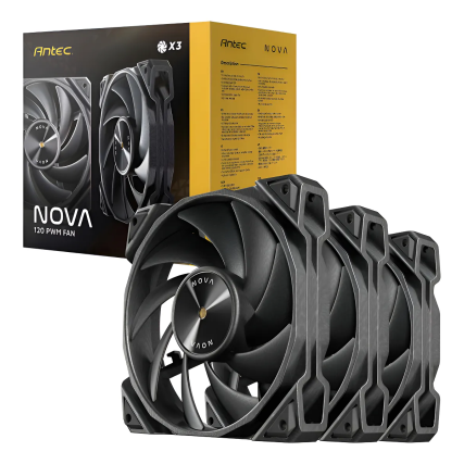 Ventilador para Gabinete Antec, 3 Fan, 120mm ARGB, Controlador, 3200RPM, Negro (NOVA 120_3PK)