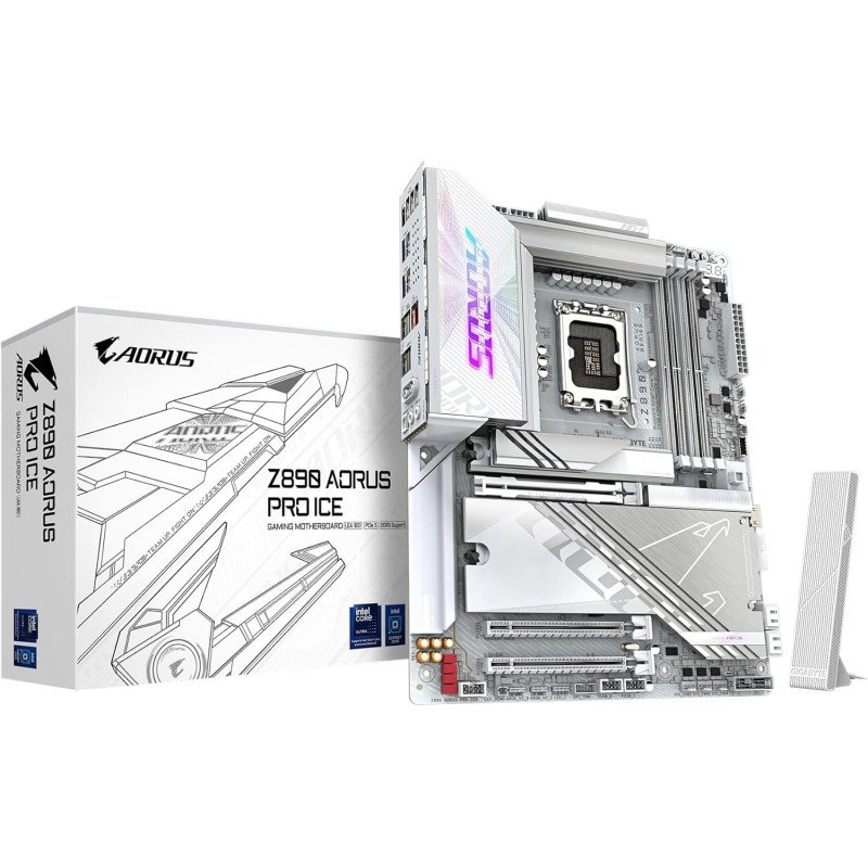 Tarjeta Madre Gigabyte, Socket 1851, DDR5, 9500MHZ, ATX, Wifi 7/BT Ice (Z890 AORUS PRO ICE)