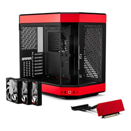 Gabinete Hyte Y60, Camdual, Vidrio Panóramico, ATX, 3Fan, Rojo, Sin fuente  (CS-HYTE-Y60-BR)