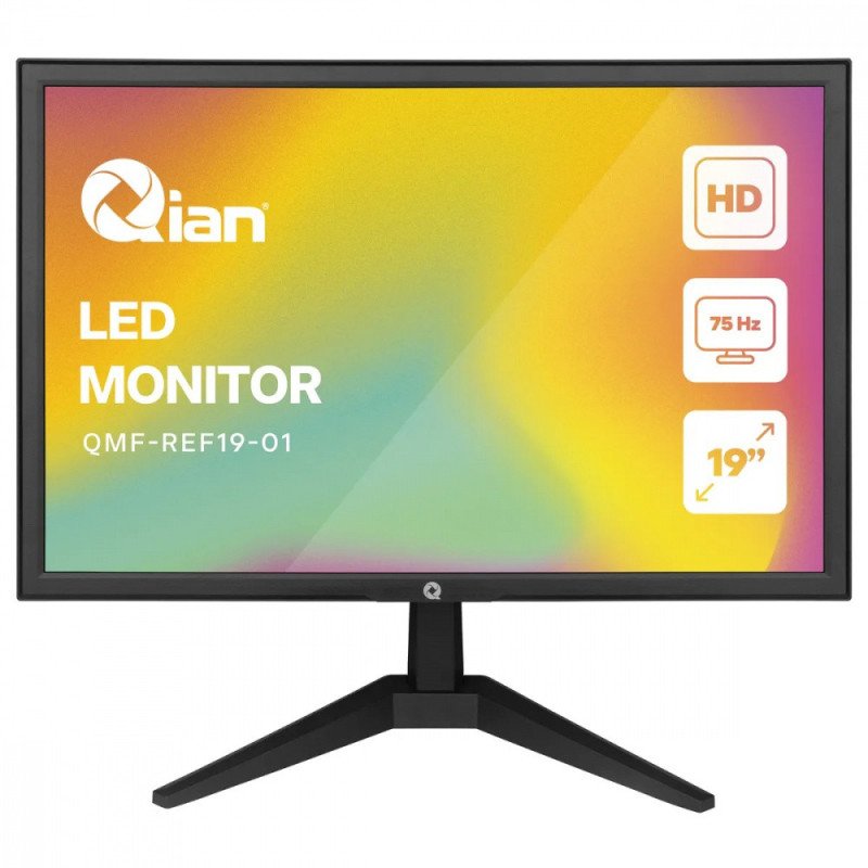 Monitor Qian Office Mate 19", Entradas HDMI, VGA, Negro