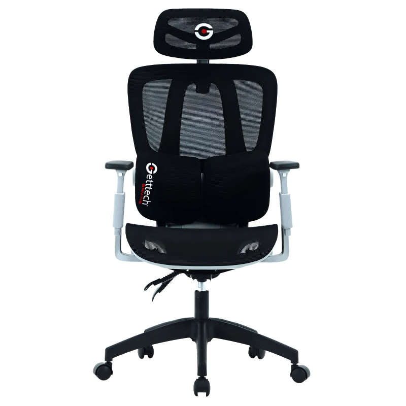 Silla Gamer Getttech Ergonomica, Malla, Soporte Lumbar, Negro/gris