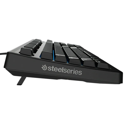 Teclado SteelSeries Gamer Alambrico QWERTY Retroiluminado Azul Brillante APEX 100 Interruptor de Membrana