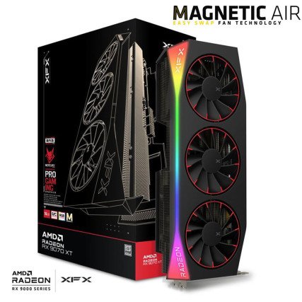 Tarjeta De Video XFX Mercury RX 9070XT, 16GB GDDR6, Negro, RGB