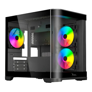 Gabinete Xzeal Curvo Micro Atx 3 Ventiladores RGB Negro