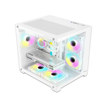 Gabinete Xzeal Panzer II Cubo CX12 Micro Atx Cristal 3 Ventiladores RGB Blanco