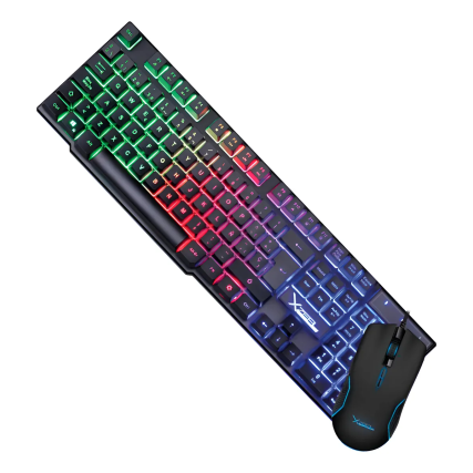 Kit Teclado Y Mouse Xzeal Starter Membrana Luz Rainbow (XSKTALRW1B)