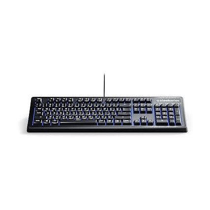 Teclado SteelSeries Gamer Alambrico QWERTY Retroiluminado Azul Brillante APEX 100 Interruptor de Membrana