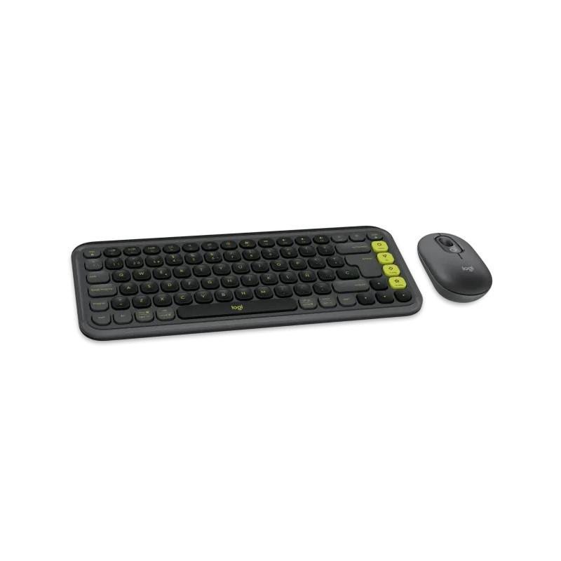 Kit Logitech Pop Icon Teclado y Mouse Bluetooth Gris, Verde (920-013052)