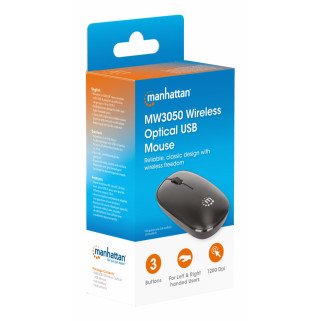Mouse Optico Manhattan Inalambrico,1200 Dpi, Negro 190312