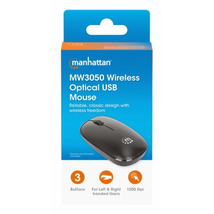 Mouse Optico Manhattan Inalambrico,1200 Dpi, Negro 190312