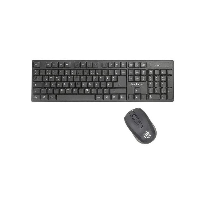 Kit teclado y mouse Manhattan inalámbricos ópticos 178990 para oficina y uso diario