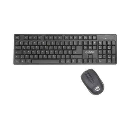 Kit teclado y mouse Manhattan inalámbricos ópticos 178990 para oficina y uso diario