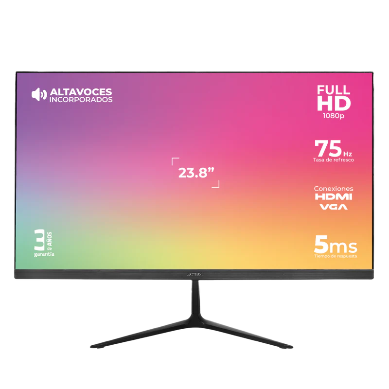 Monitor Acteck Captive Vivid SP240 LED IPS 23.8", Full HD, 75Hz, HDMI, Bocinas Integradas (2 x 3W RMS), Negro