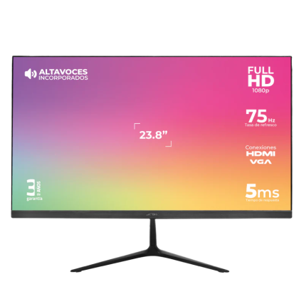Monitor Acteck Captive Vivid SP240 LED IPS 23.8", Full HD, 75Hz, HDMI, Bocinas Integradas (2 x 3W RMS), Negro