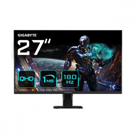 Monitor LED Gigabyte 27" Gaming, 2560x1440 QHD, Plano, 180HZ, 2 HDMI, DP, 1ms, Panel IPS (GS27QA)