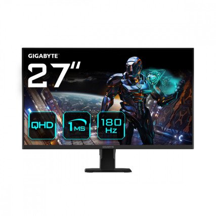 Monitor LED Gigabyte 27" Gaming, 2560x1440 QHD, Plano, 180HZ, 2 HDMI, DP, 1ms, Panel IPS (GS27QA)