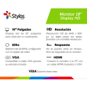 Monitor Stylos SMOT3 19" 60HZ 5MS LED HD HDMI VGA VESA Negro STPMOT3B