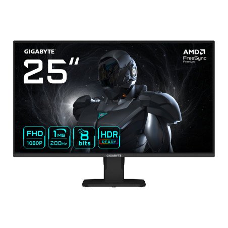 Monitor LED Gigabyte 24.5" Gaming, 1920x1080 Full HD, Plano, 200HZ,HDMI, Display Port, 1ms, Panel IPS (GS25F2)